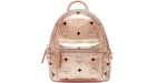 MCM Stark Bebe Boo Backpack Visetos Side Studs X-Mini Champagne Gold