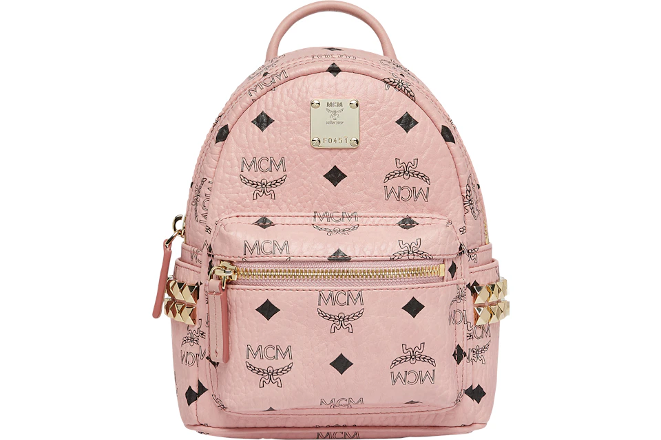 MCM Stark Bebe Boo Backpack Visetos Side Studs X-Mini Soft Pink