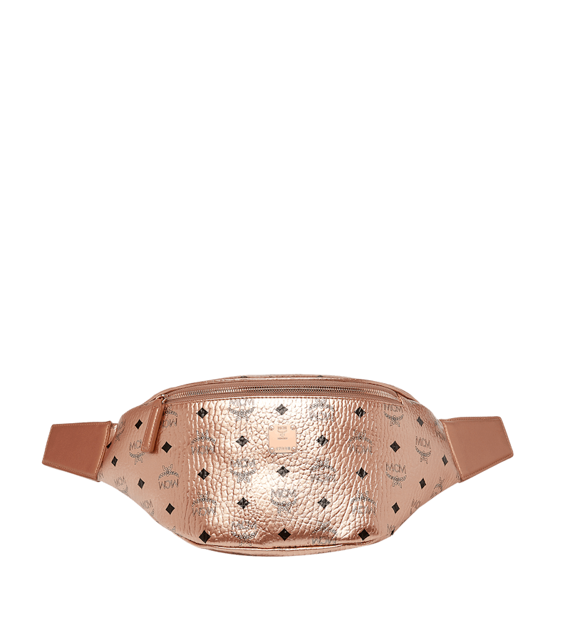 MCM Stark Belt Bag Visetos Medium Champagne Gold with Rose Gold