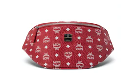 MCM Stark Belt Bag Visetos Medium Ruby Red/White