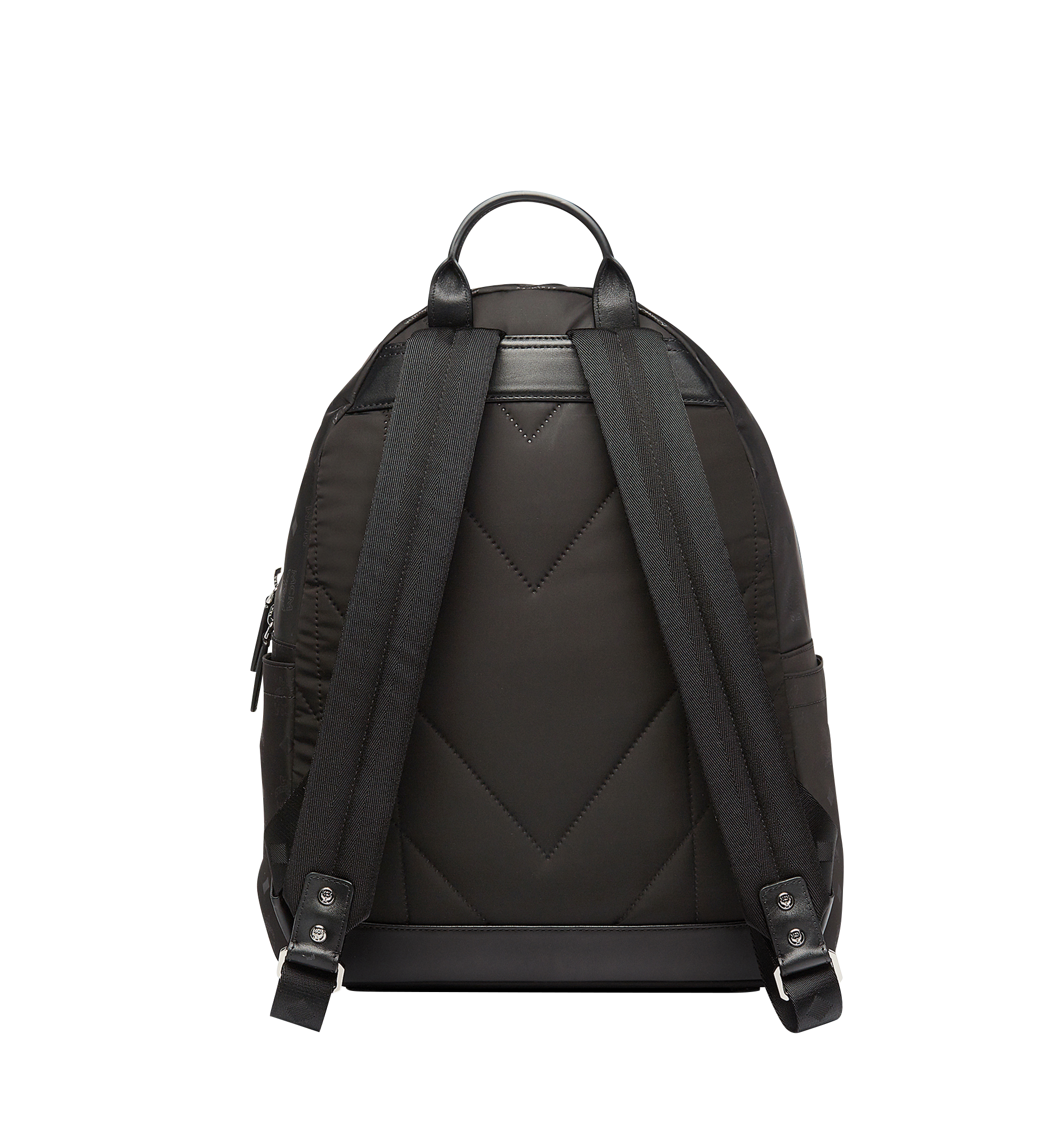 MCM Stark Classic Backpack Monogram Black in Nylon with Silver