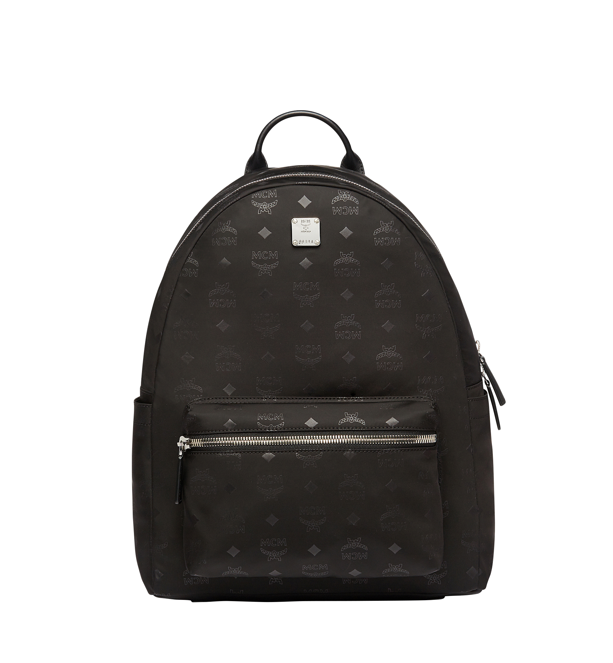 MCM Stark Classic Backpack Monogram Black in Nylon with Silver