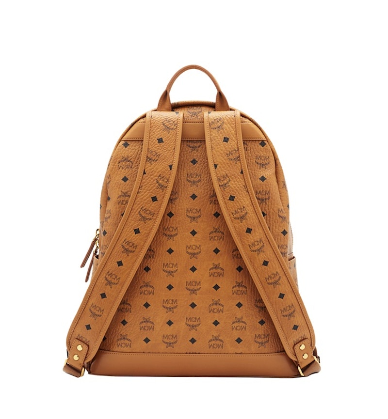 MCM Stark Classic Backpack Visetos Large Cognac in Coated Canvas with