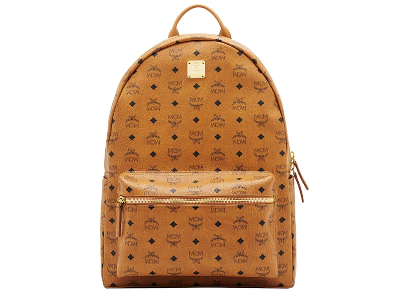 MCM Stark Classic Backpack Visetos Large Cognac in Coated Canvas with ...