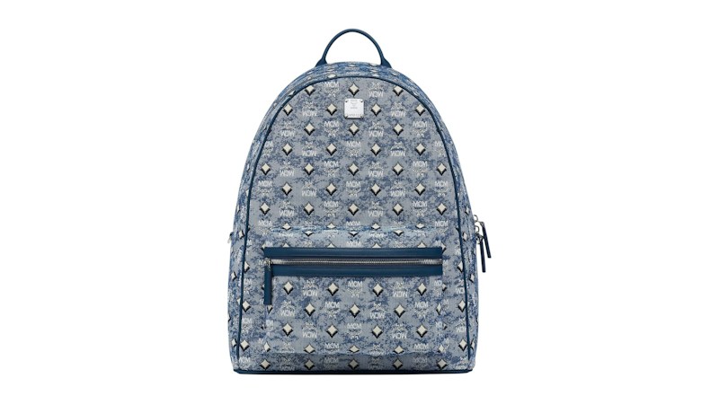 MCM Stark Medium Visetos Monogram Backpack Blue