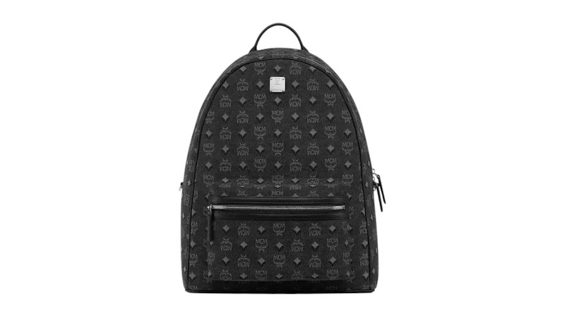 MCM Stark Medium Visetos Monogram Backpack Dark Grey