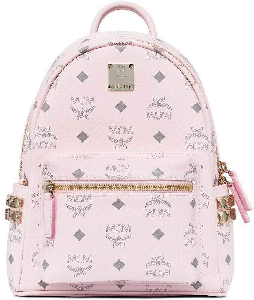 MCM Backpack Stark Visetos Neon Pink in Coated Canvas with Silver-tone - US