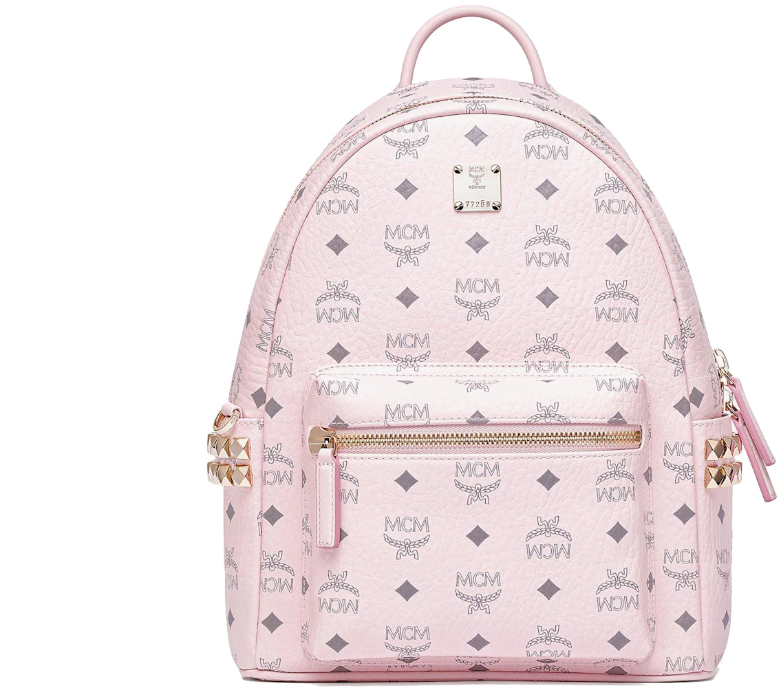 MCM Stark Backpack Visetos Side Studs Medium Soft Pink in Leather with  Gold-tone - US
