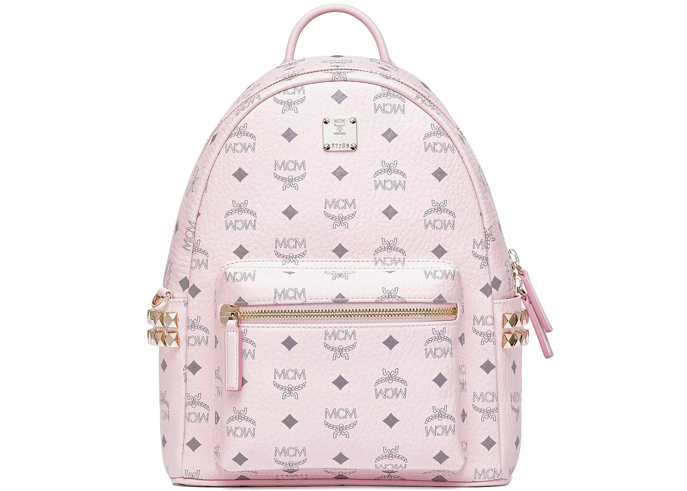 MCM Stark Side Studs Backpack Small Powder Pink in Coated Canvas