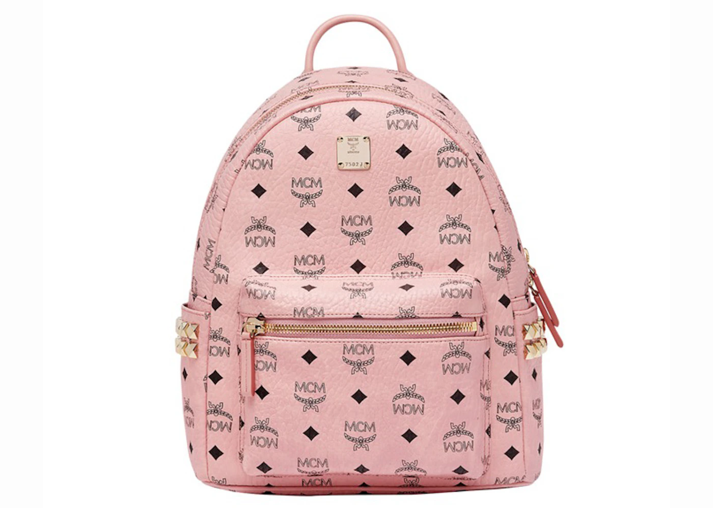 MCM Pink Visetos Coated Canvas and Leather Studs Backpack MCM
