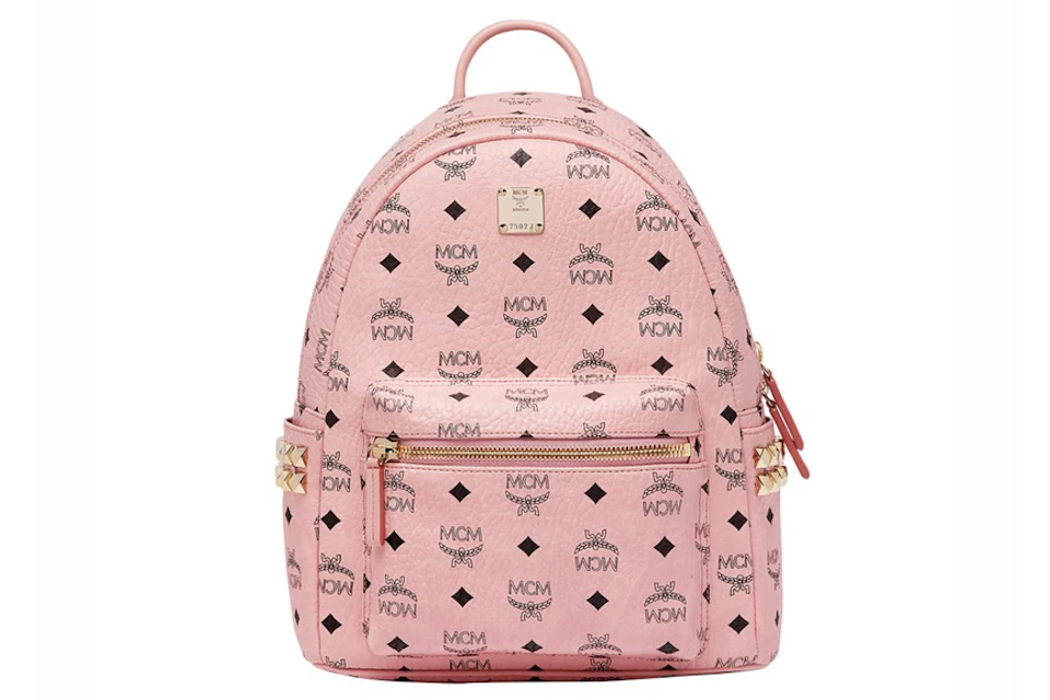 MCM Stark Side Studs Backpack Visetos Small Soft Pink