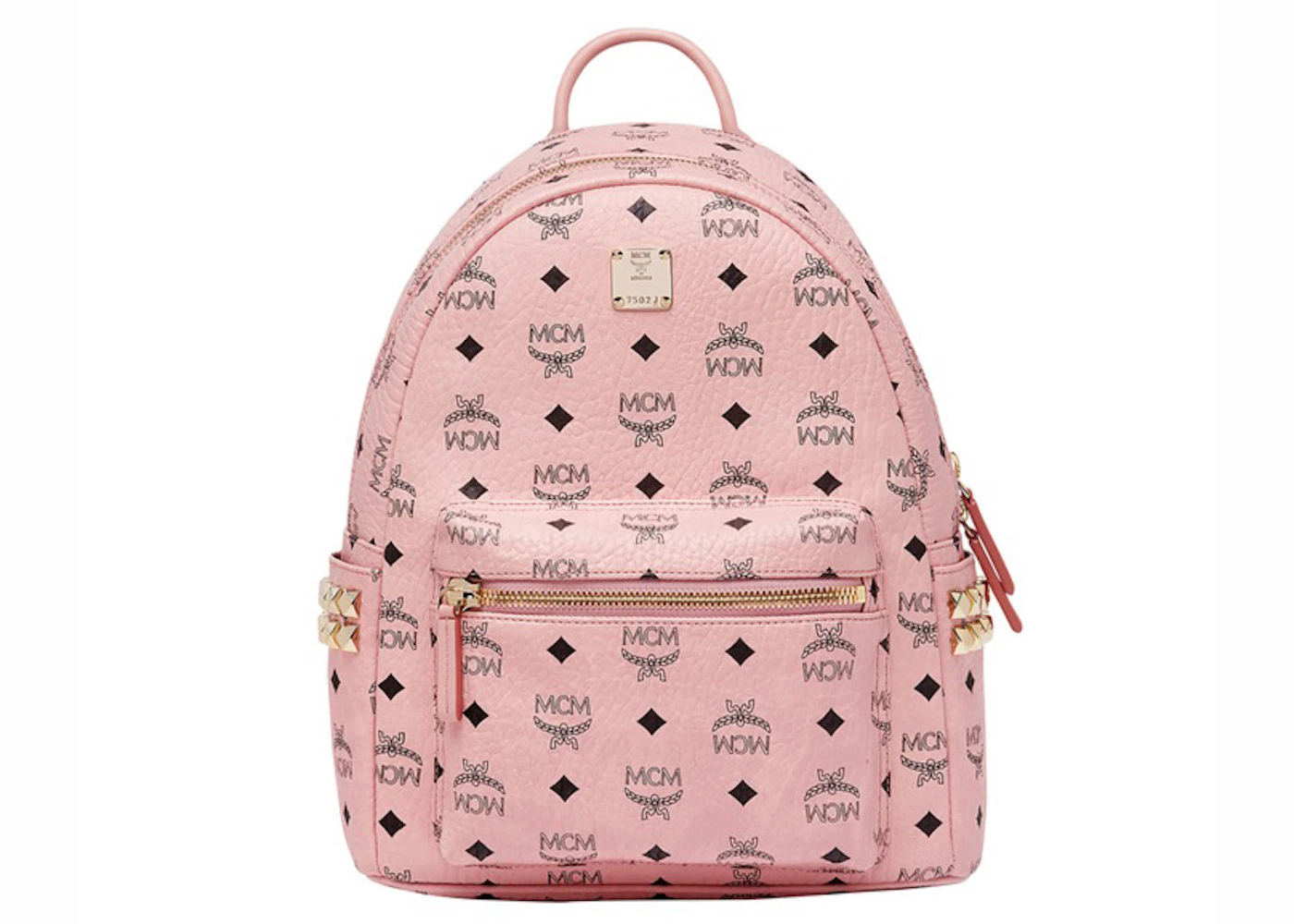 MCM Stark Side Studs Backpack Visetos Small Soft Pink in Coated