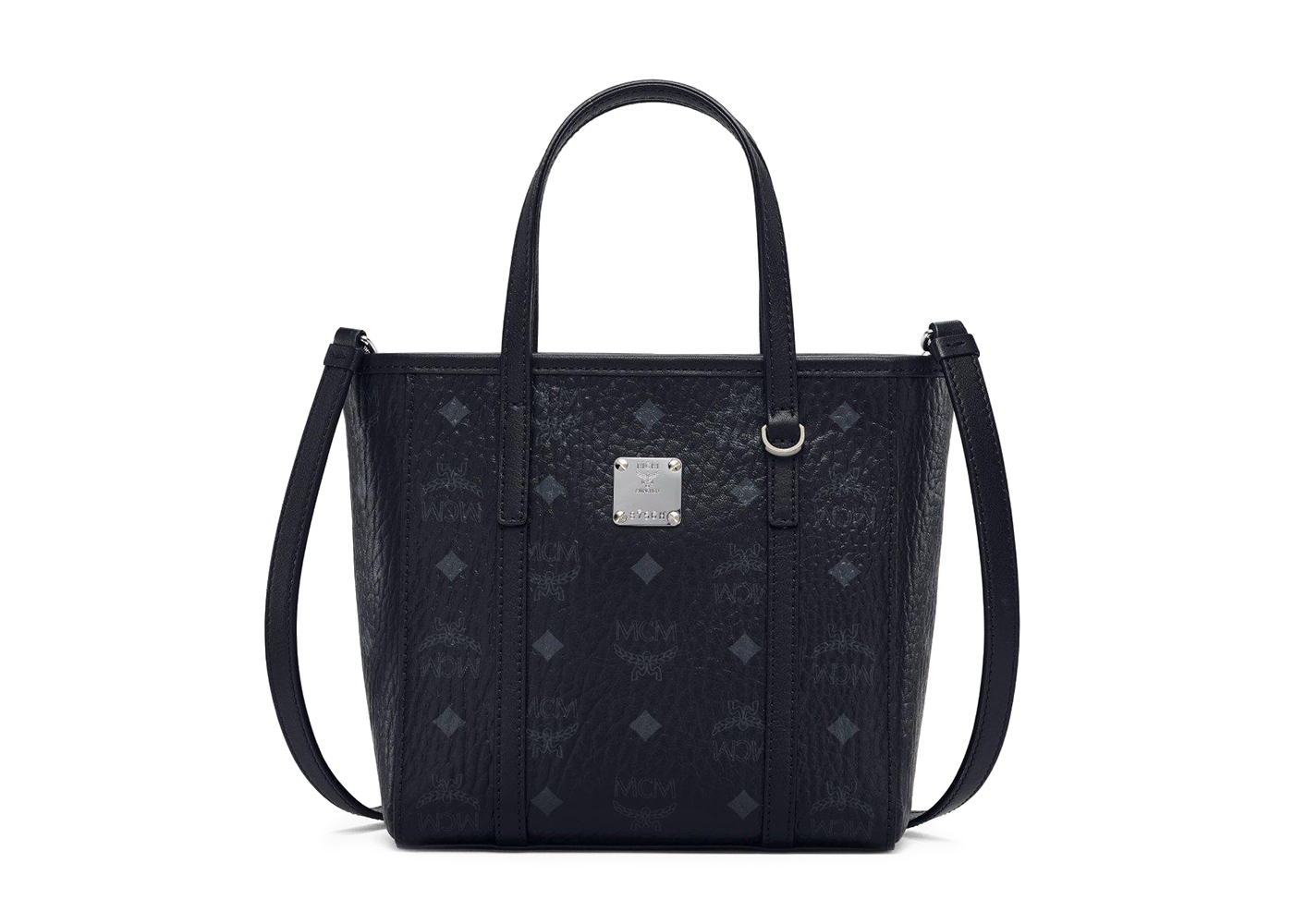 MCM Toni Shopper Mini Visetos Black in Coated Canvas with Silver