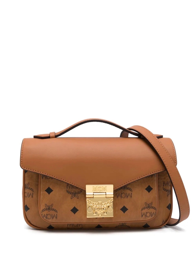 MCM Tracy Vi Medium Crossbody Cognac in Faux Leather - US