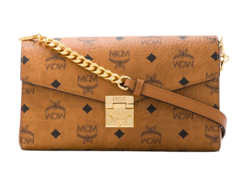 Pre-owned Mcm Tracy Vi Medium Crossbody In Cognac
