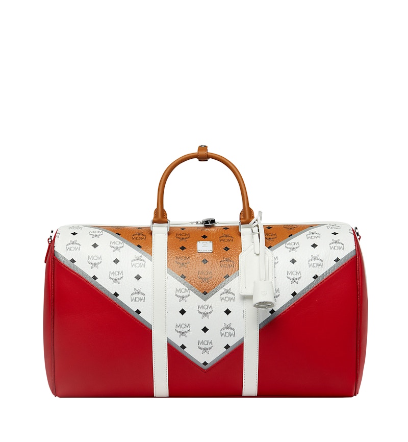 White mcm hot sale duffle bag