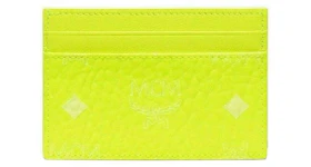 MCM Visetos Card Case Holder Neon Yellow