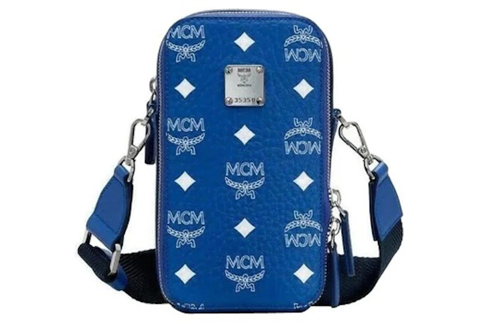 MCM Visetos Crossbody Camera Bag Blue/White