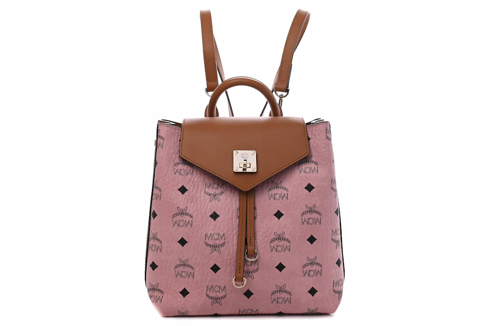 MCM Visetos Essential Backpack Small Pink/Cognac