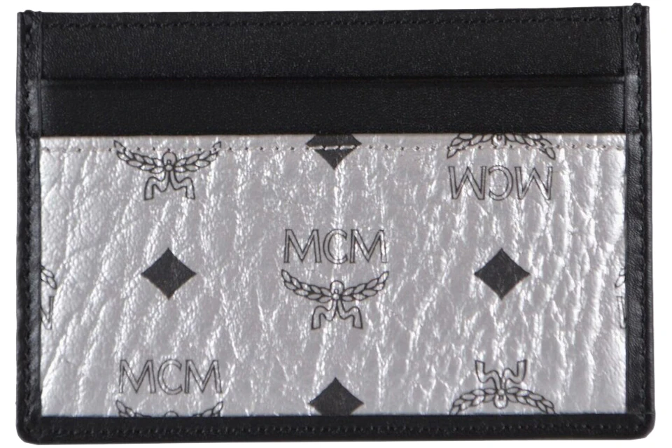 MCM Visetos Mini Card Case Wallet Silver