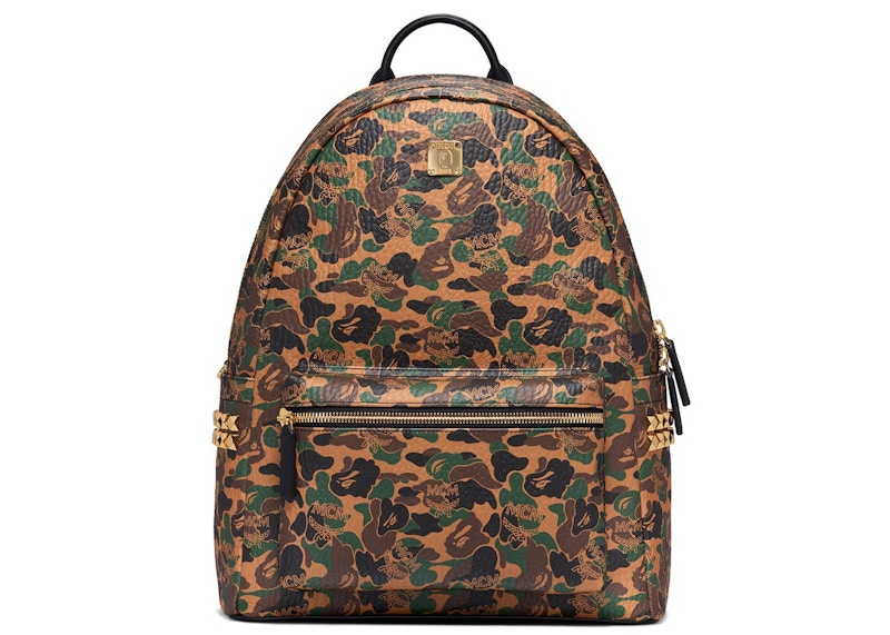 MCM x BAPE Stark Backpack Medium Visetos Camo in Coated Canvas