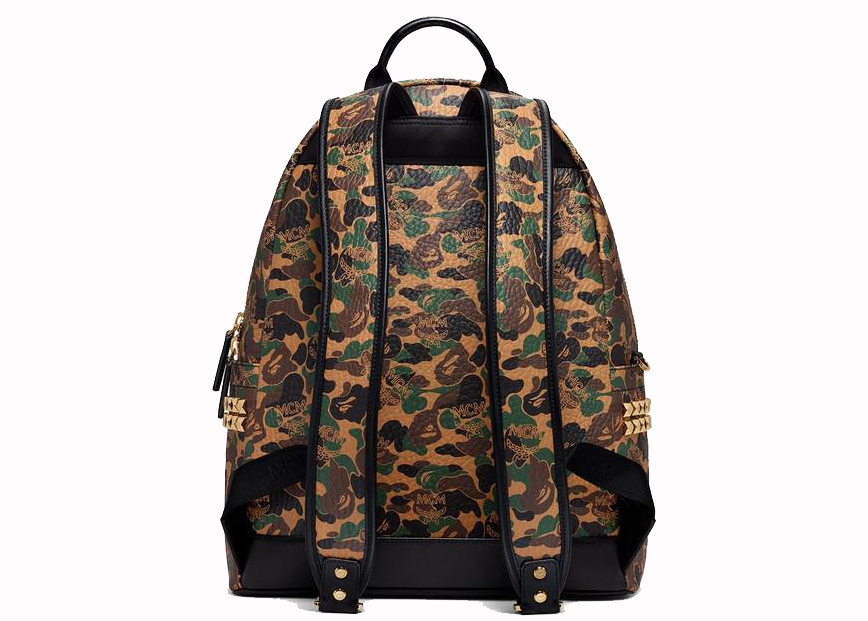 MCM x BAPE Stark Backpack Medium Visetos Camo in Coated Canvas with 24k  Gold Plated - US