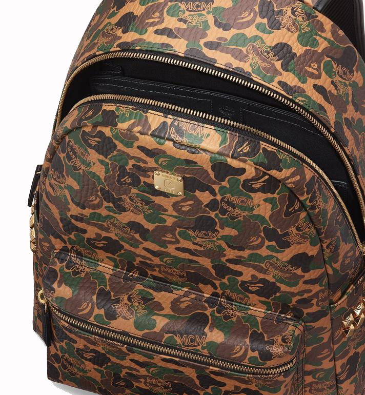 MCM x BAPE Stark Backpack Medium Visetos Camo in Coated Canvas with 24k  Gold Plated - GB