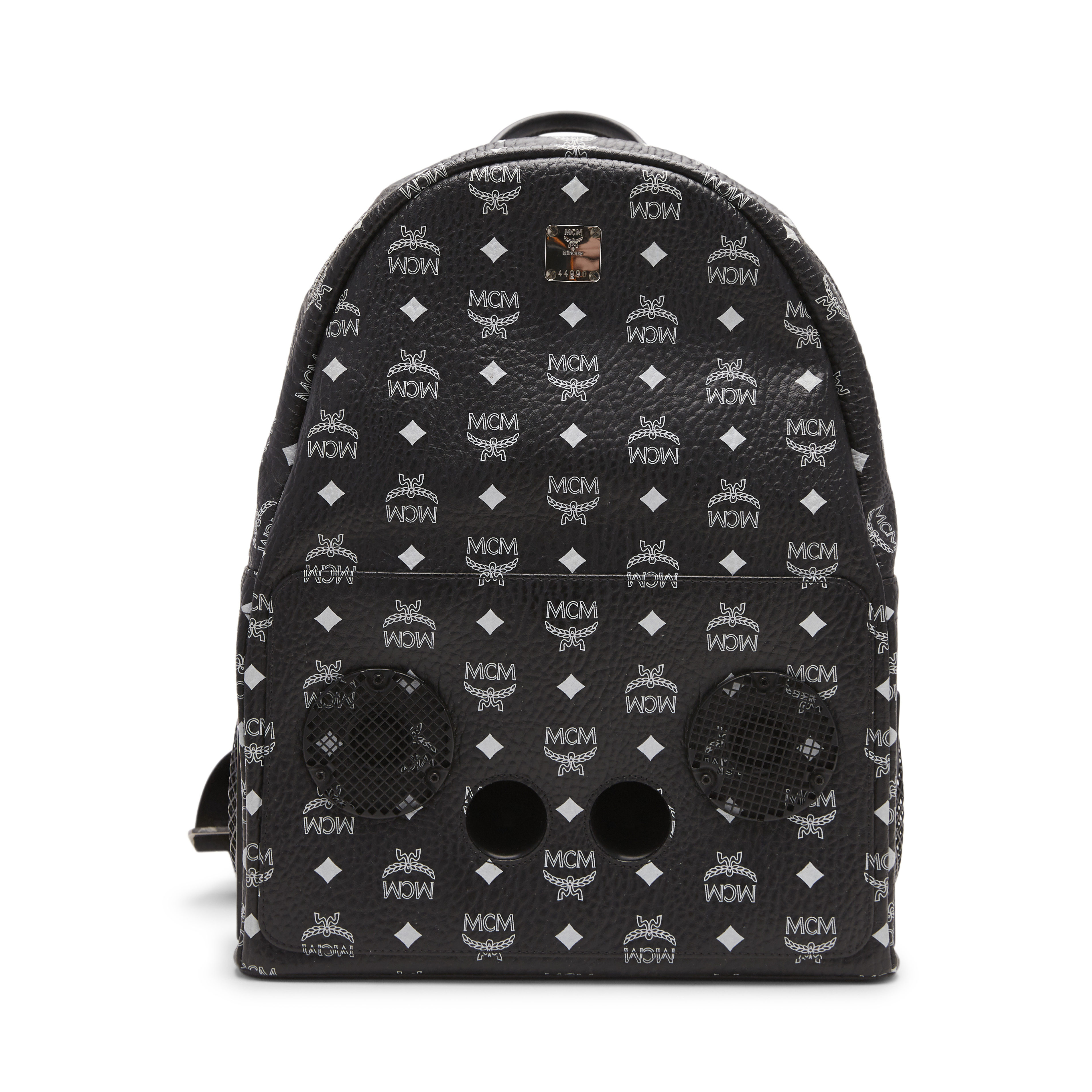 MCM x WizPak Stark Backpack Visetos Medium Black in PVC with 
