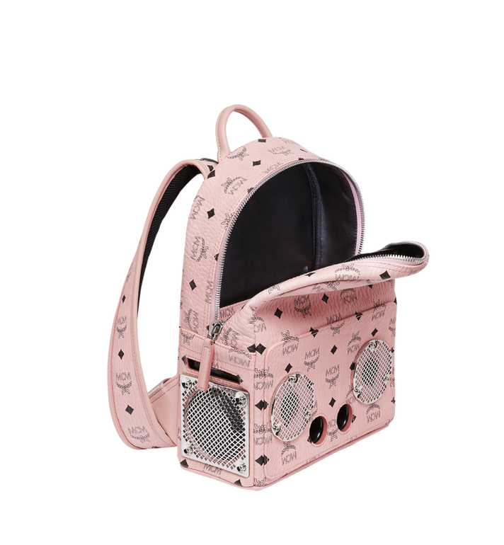 MCM x WizPak Stark Backpack Visetos Small Soft Pink in Coated