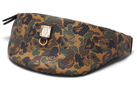 MCM x BAPE Stark Belt Bag Medium Visetos Camo in Coated Canvas