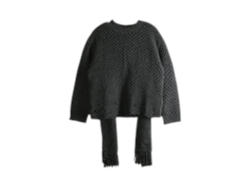 Pre-owned Mm6 Maison Margiela Women's Mm6 Knit Scarf In Dark Grey Melange In Gray