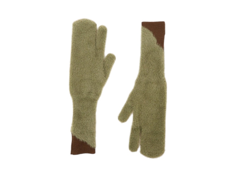 Pre-owned Mm6 Maison Margiela Women's Mm6 Wool Blend Gloves In Moss In Green