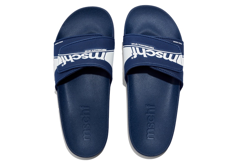 Pre-owned Mschf Men's Slides Sneakers In Navy Blue/white