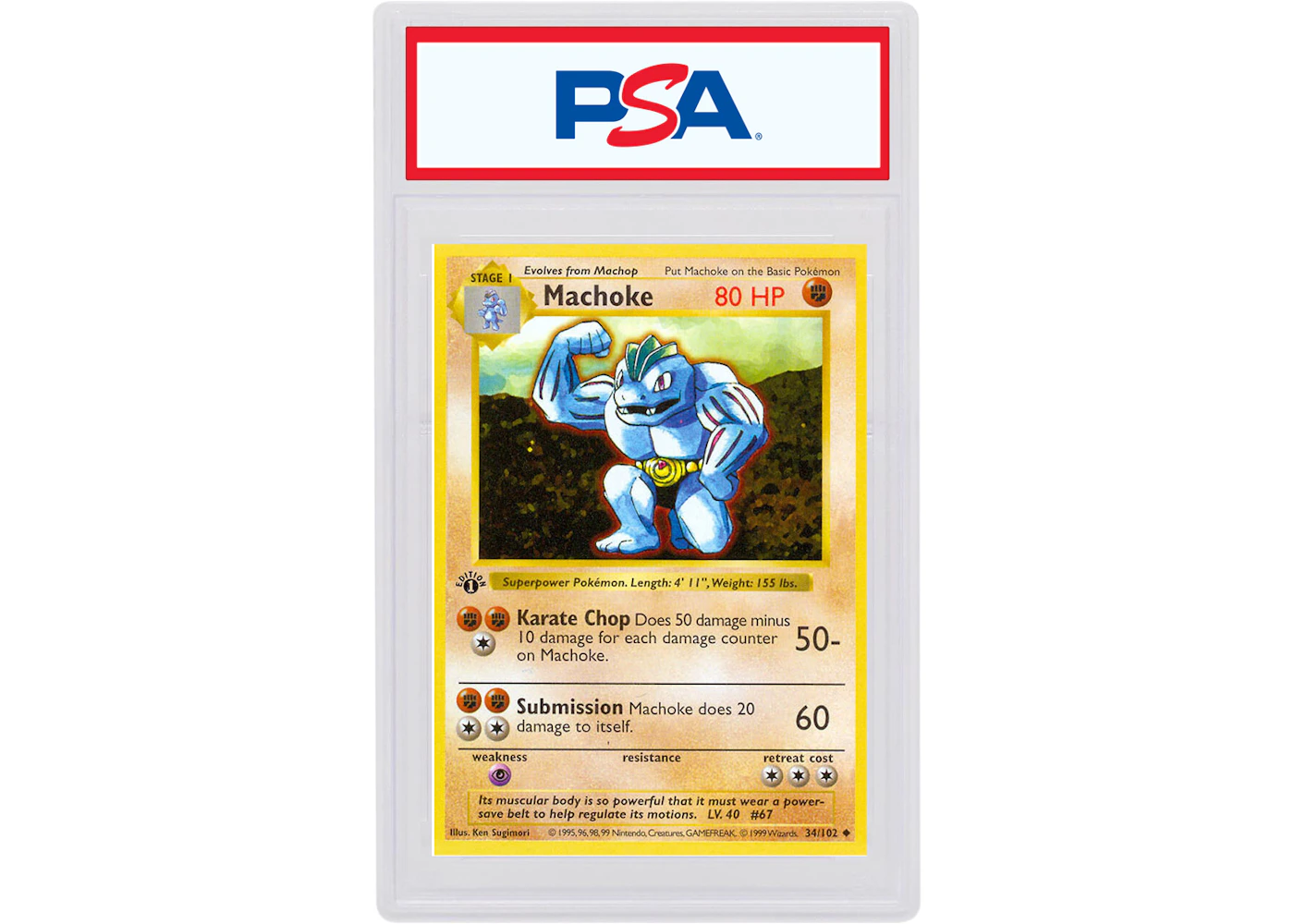 Machoke 1999 Pokemon TCG Base Set 1st Edition #34/102 (PSA or BGS Graded) - 1999 - US Machoke 1999 Pokemon TCG Base Set 1st Edition #34/102 (PSA or BGS Graded) - 1999 - US