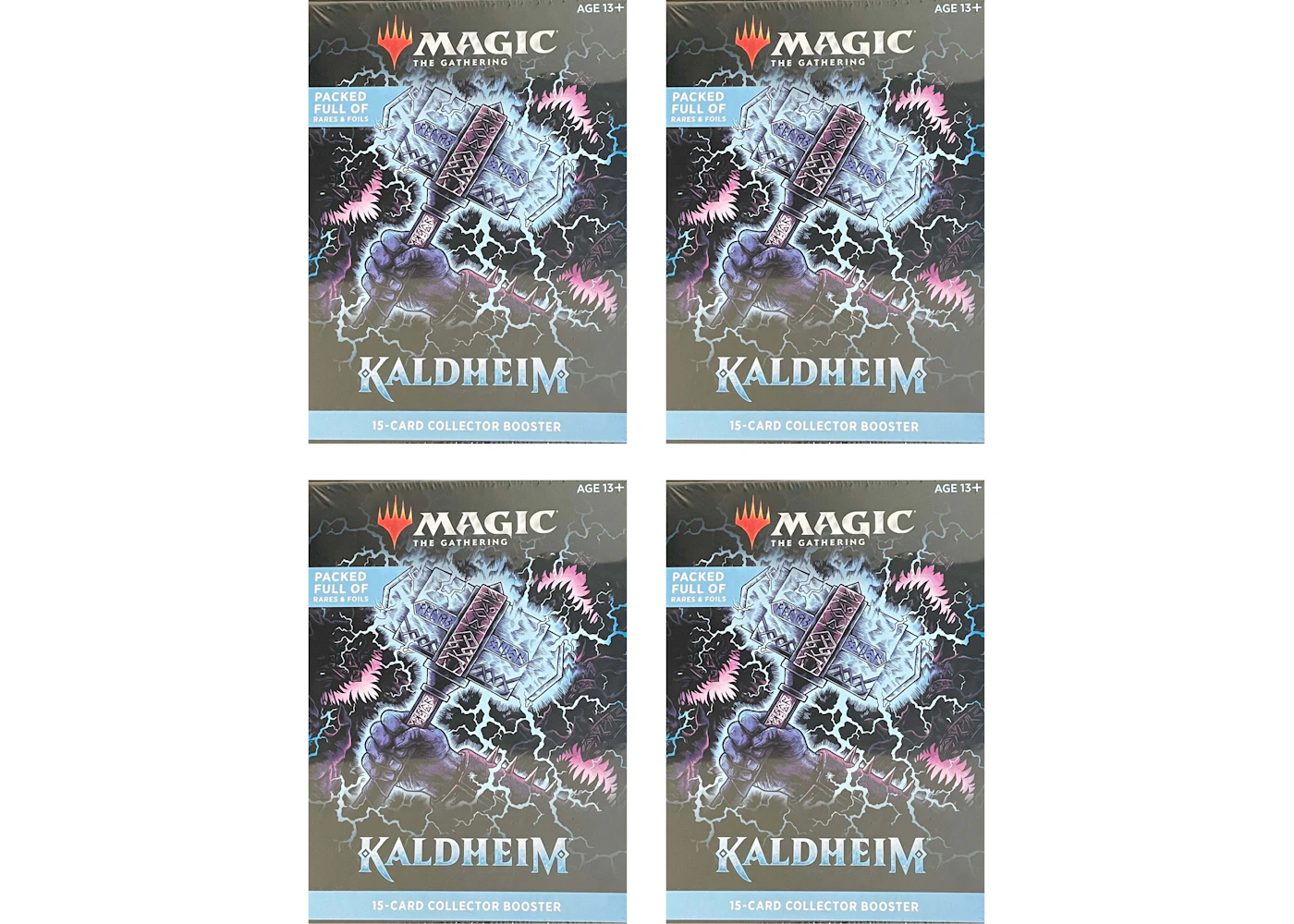Magic: The Gathering TCG Kaldheim 15-Card Collector Booster Pack 4x Lot - US Magic: The Gathering TCG Kaldheim 15-Card Collector Booster Pack 4x Lot - US