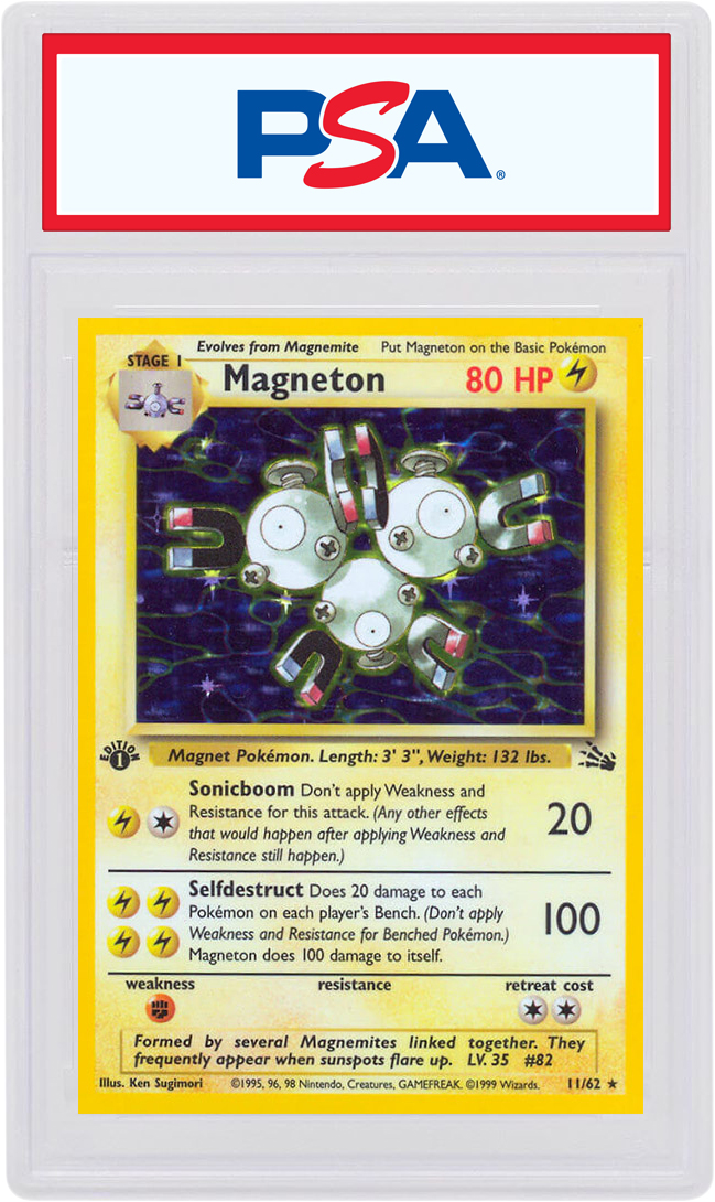 Lightly Played Rare Magneton Pokemon Card 1st Edition Fossil Set 26/62 
