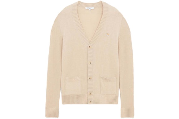 Maison Kitsune Baby Fox Patch Cárdigan Acogedor Beige
