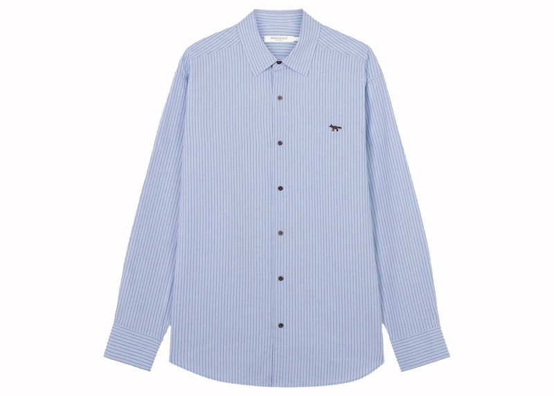 Maison Kitsune Baby Fox Striped Shirt Light Blue Stripes Men's