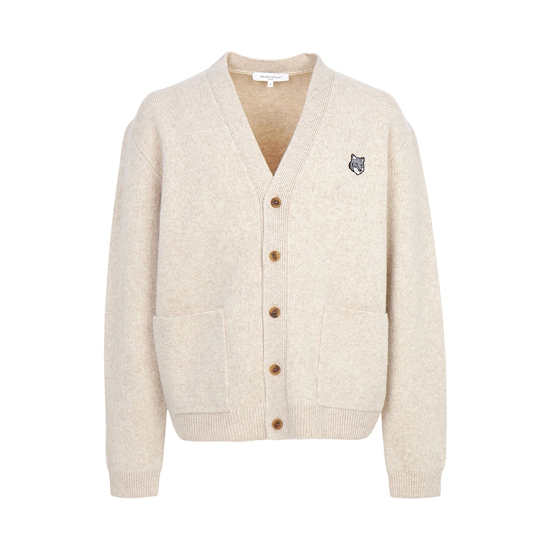 ⭐︎Maison Kitsune⭐︎Cardigan Beige Maison Kitsune Fox Head Cardigan Beige Men's - US