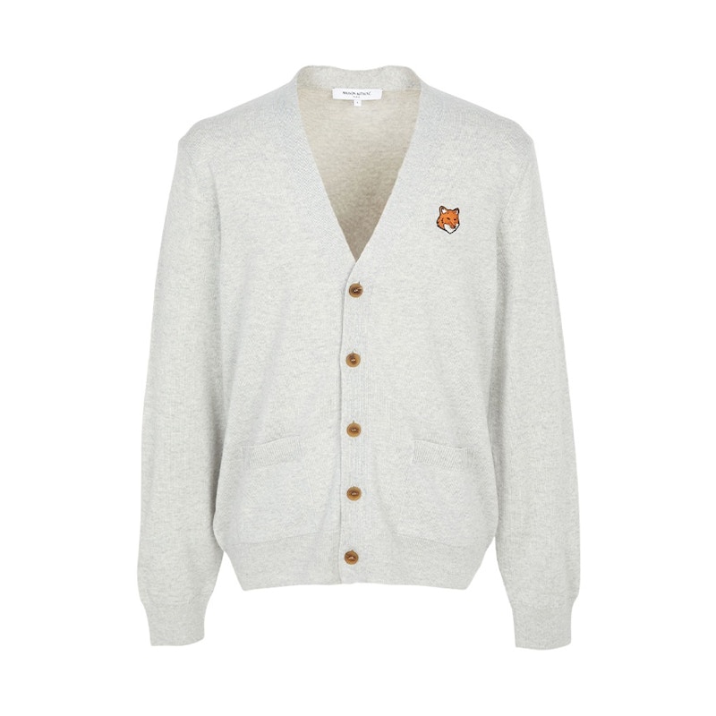 Maison Kitsune Fox Head Cardigan Gray Men's - US