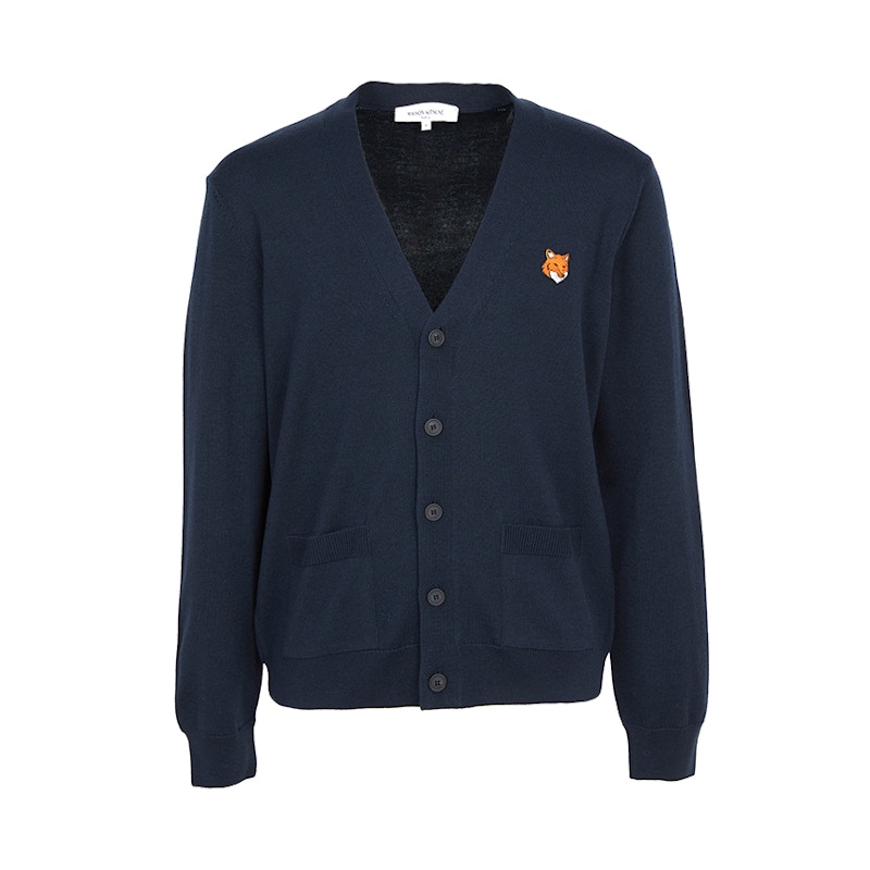 Maison Kitsune Fox Head Cardigan Navy Men's - US