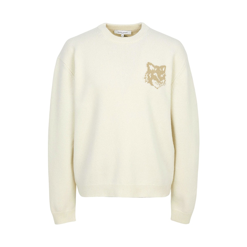 Maison Kitsune Fox Head Knit Sweater Ivory Men's - US