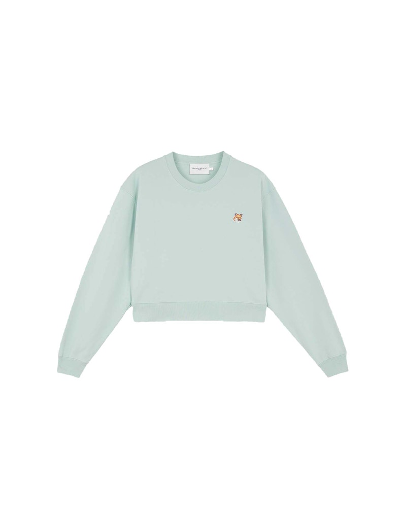 Maison Kitsune Fox Head Patch Cropped Sweatshirt Blue Haze - SS23 - US