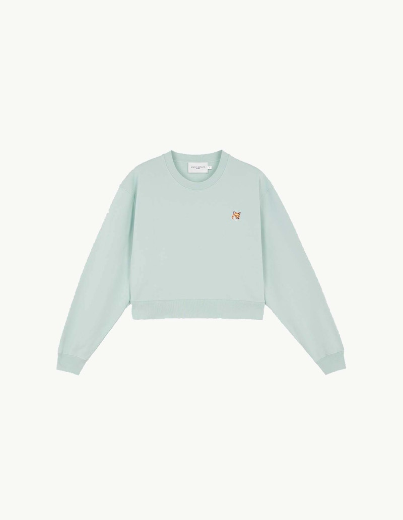 Maison Kitsune Fox Head Patch Cropped Sweatshirt Blue Haze - SS23 - JP