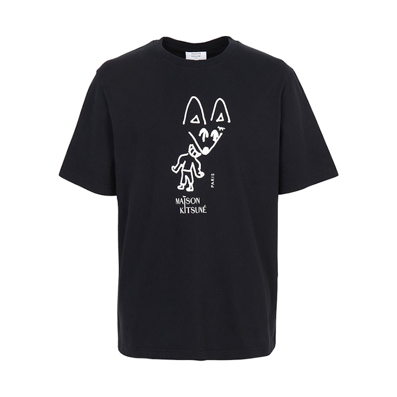 Maison Kitsune Party Fox Short Sleeve T-shirt Black Men's - US