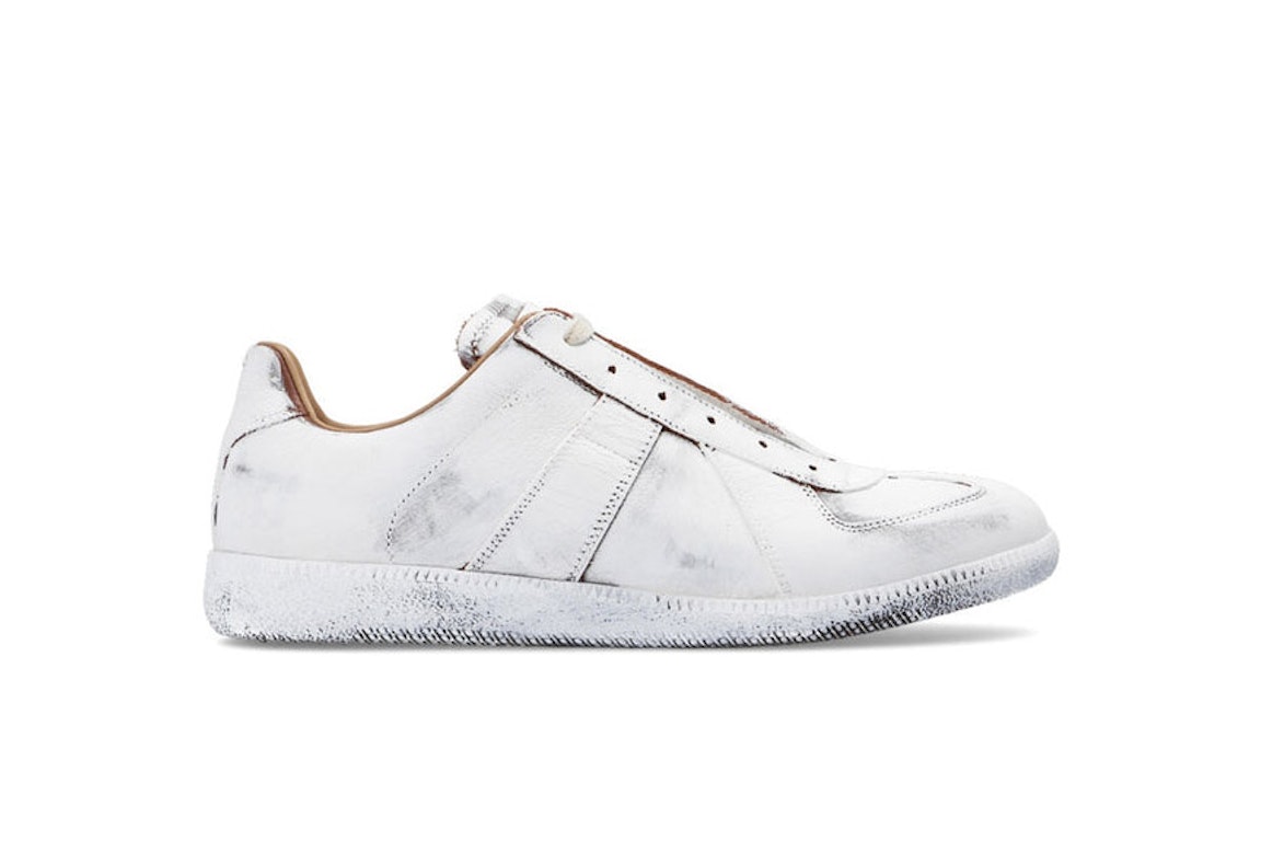 Pre-owned Maison Margiela Replica Low White Brown Paint In White/brown