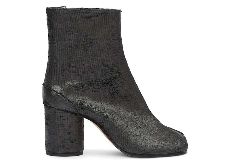 Pre-owned Maison Margiela Tabi Ankle Boot Lasered Suede (women's) Sneakers In Black