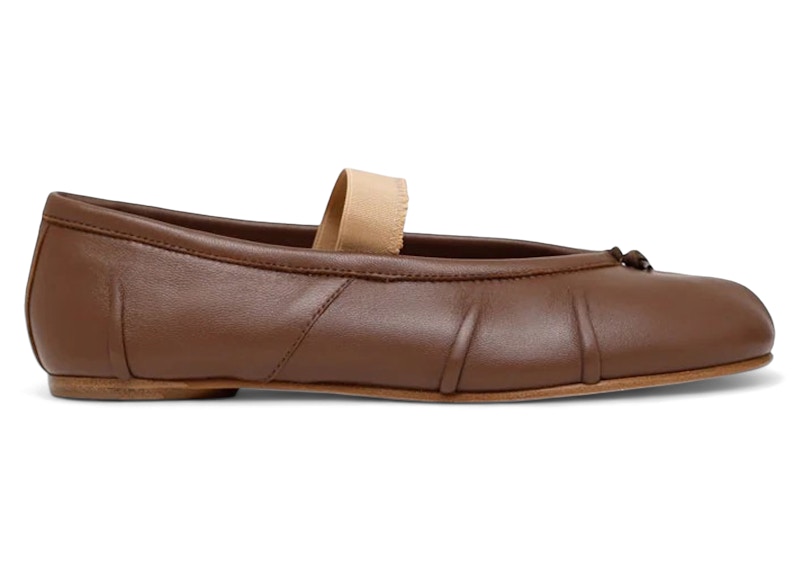 Pre-owned Maison Margiela Tabi Ballerina Flat Elastic Band (women's) Sneakers In Warm Coffee/nude