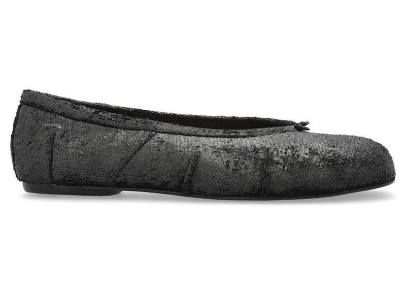 Pre-owned Maison Margiela Tabi Ballerina New Flat Distressed (women's) Sneakers In Black