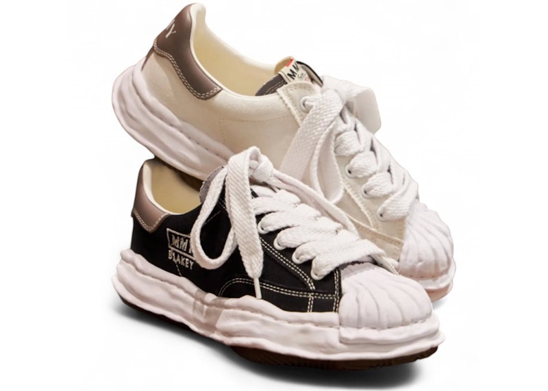 Pre-owned Miharayasuhiro Men's Maison Mihara Yasuhiro Blakey Og Sole Canvas Low 3.0 Black White Grey Sneakers In Multi